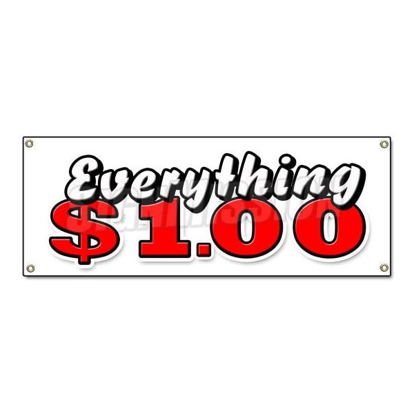 EVERYTHING 1 DOLLAR BANNER SIGN one huge sale store shop dollar
